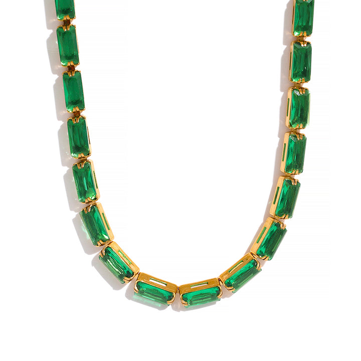 JINYOU 238 Fashion White Green Cubic Zirconia Stainless Steel Gorgeous Necklace Bracelet Elegant Charm Jewelry Sets Women