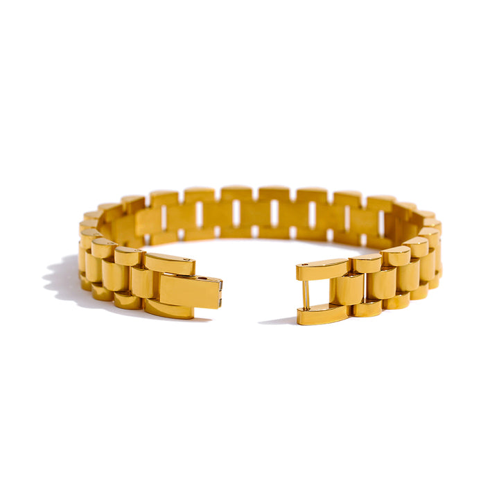 JINYOU 768 Simple 18K Gold Plated Heavy Metal Texture Bracelet Stainless Steel Chain Bracelet 2025