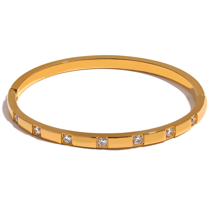 Nyra Crystal Bar Gold Bangle