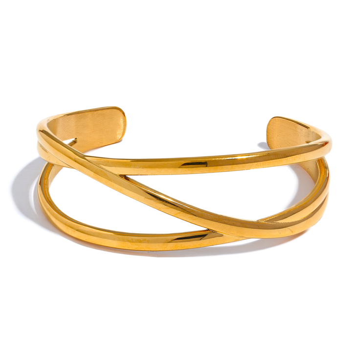 JINYOU 437 Minimalist Stainless Steel Wide Hollow Wrist Bracelet Bangle Personalized High Quality Metal Waterproof Gold Jewelry